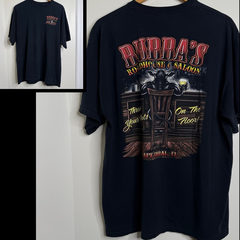 FLAWED Bubba’s Roadhouse Saloon Cape Coral Florida T Shirt No SIZE Back Graphic
